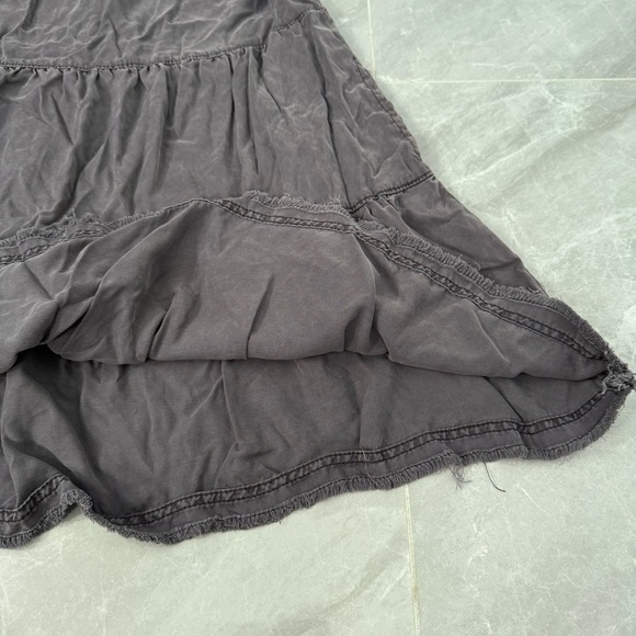 Women’s By Anthropologie Jenee Tiered Ruffle Washed Black Tunic Dress Medium - Picture 7 of 16